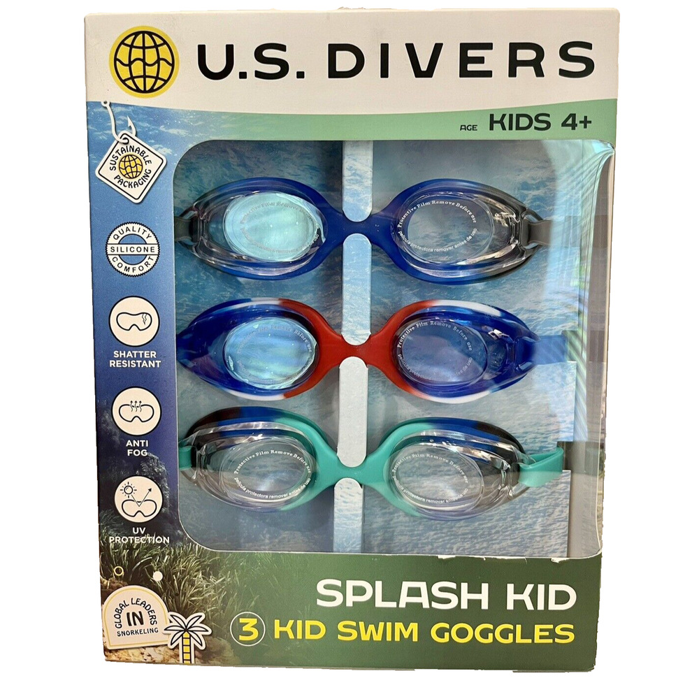US Divers Splash Kid Swim Goggles Age 4+ Anti Fog, UV Protect, Shatter Resistant
